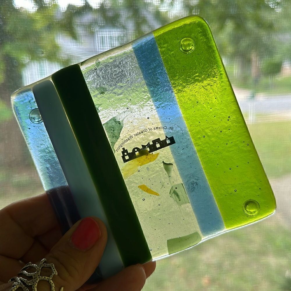 Art Coaster Hand Crafted Fused Glass Colorful OOAK